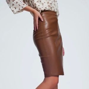 Premise new faux leather skirt dark brown